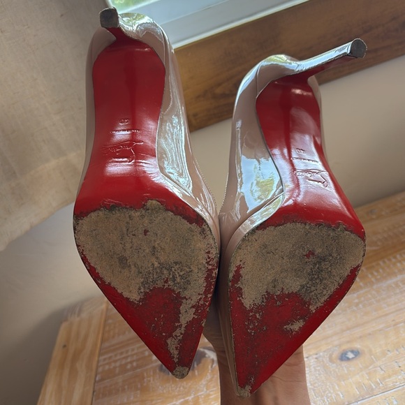 Christian Louboutin Pigalle Plato 120 Patent Calf Nude Heels